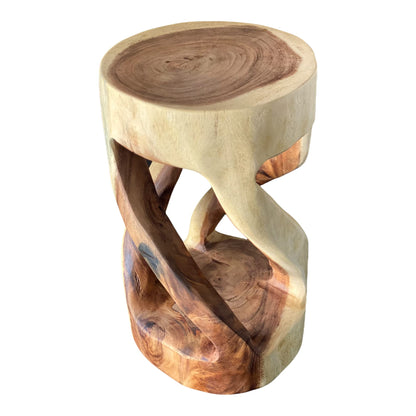 Holzhocker - Beistelltisch Blumenhocker Ablagetisch - Unikat Handgefertigt  - Rund Gedreht aus massivem Suarholz - 50x28x28 cm