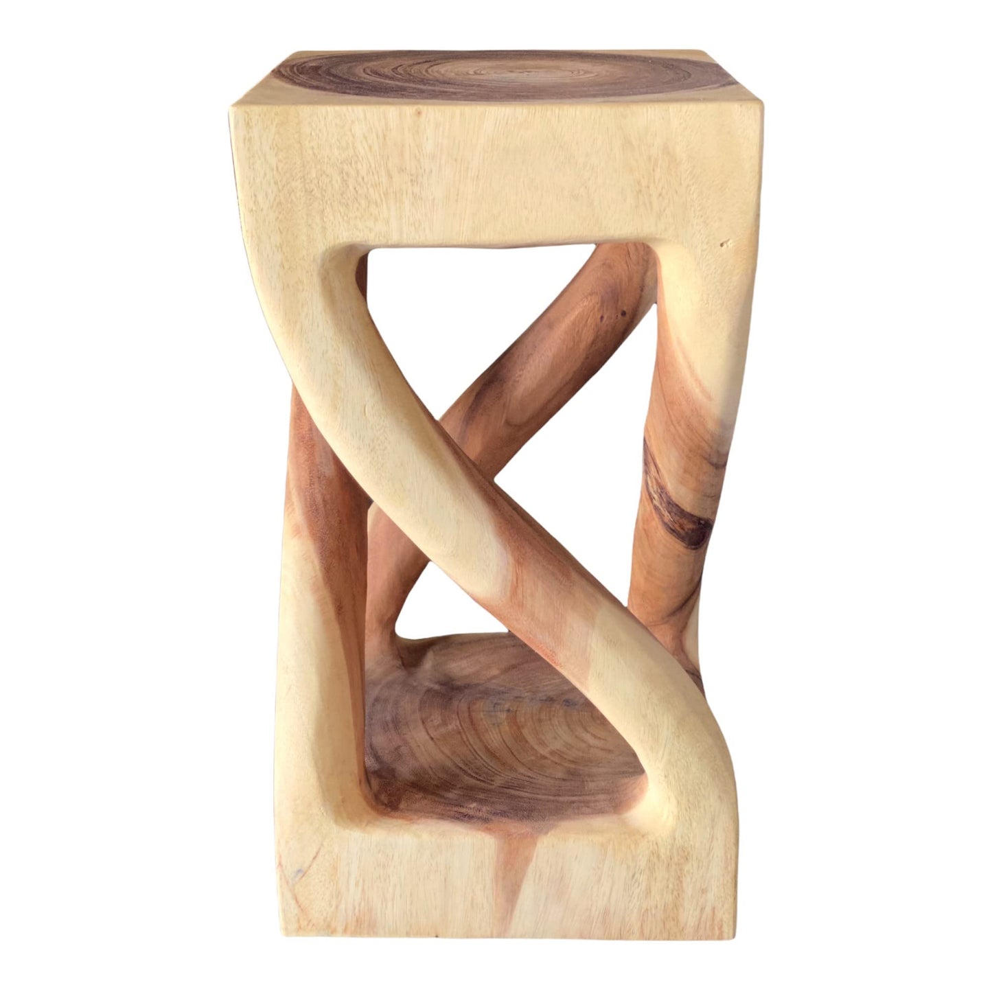 Wooden side table - Turned wooden stool (50x28x28cm) - Wooden stool made of solid suar wood - Handmade wooden side table - Versatile wooden coffee table in premium quality