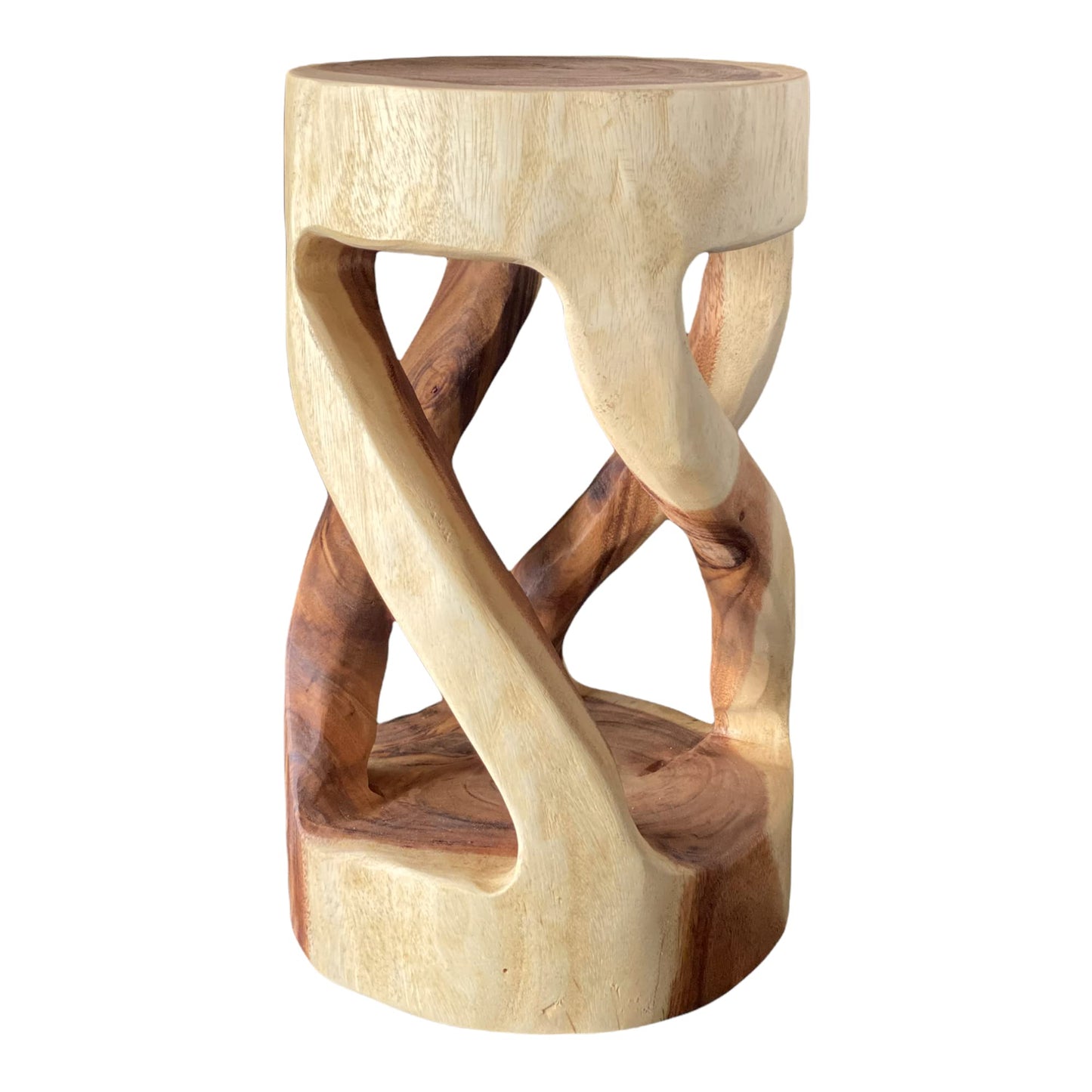Holzhocker - Beistelltisch Blumenhocker Ablagetisch - Unikat Handgefertigt  - Rund Gedreht aus massivem Suarholz - 50x28x28 cm