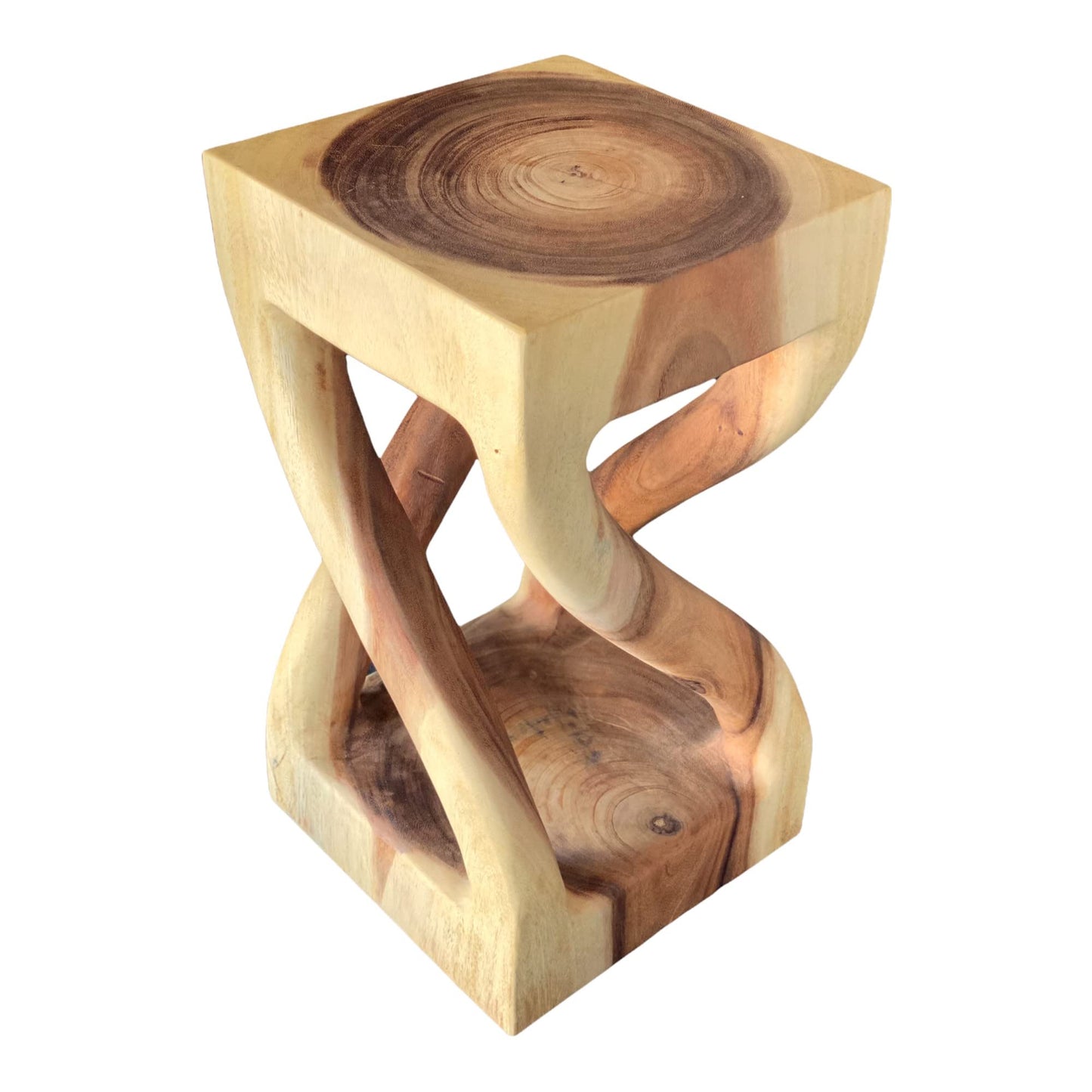 Wooden side table - Turned wooden stool (50x28x28cm) - Wooden stool made of solid suar wood - Handmade wooden side table - Versatile wooden coffee table in premium quality