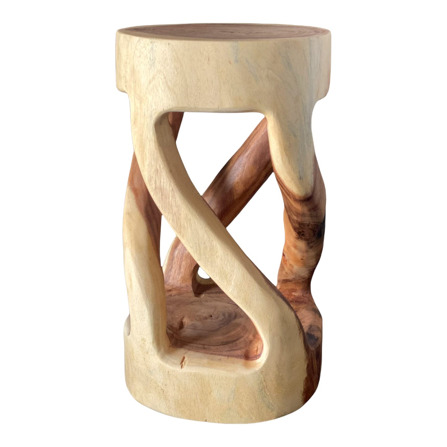Holzhocker - Beistelltisch Blumenhocker Ablagetisch - Unikat Handgefertigt  - Rund Gedreht aus massivem Suarholz - 50x28x28 cm