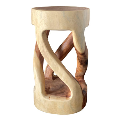 Holzhocker - Beistelltisch Blumenhocker Ablagetisch - Unikat Handgefertigt  - Rund Gedreht aus massivem Suarholz - 50x28x28 cm