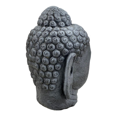 Buddha Kopf - Garten Deko Raumdeko - Gegossene Stein Figur Wetterfest - Steingemisch Grau - 30x19x21 cm