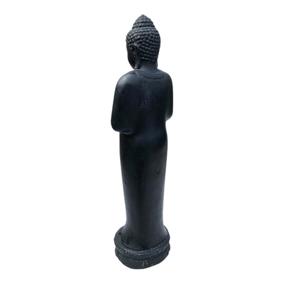 Statue de Bouddha - Décoration de jardin Décoration de chambre - Figurine en pierre moulée Résistant aux intempéries - Mélange de pierre de lave et de sable - 120 cm de hauteur