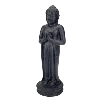 Standing Buddha - Garden Decoration - Cast Stone Figure Weatherproof - Lava-Sand Stone Mixture - 50x16x14 cm