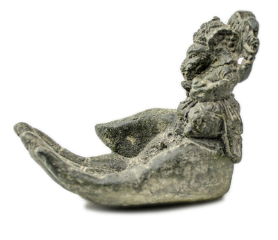 Sculpture de main de Ganesh - Décoration de pièce décorative Porte-savon Bâtons d'encens - Divinité hindoue de la bonne chance - Éléphant gris - 13x9x15 cm