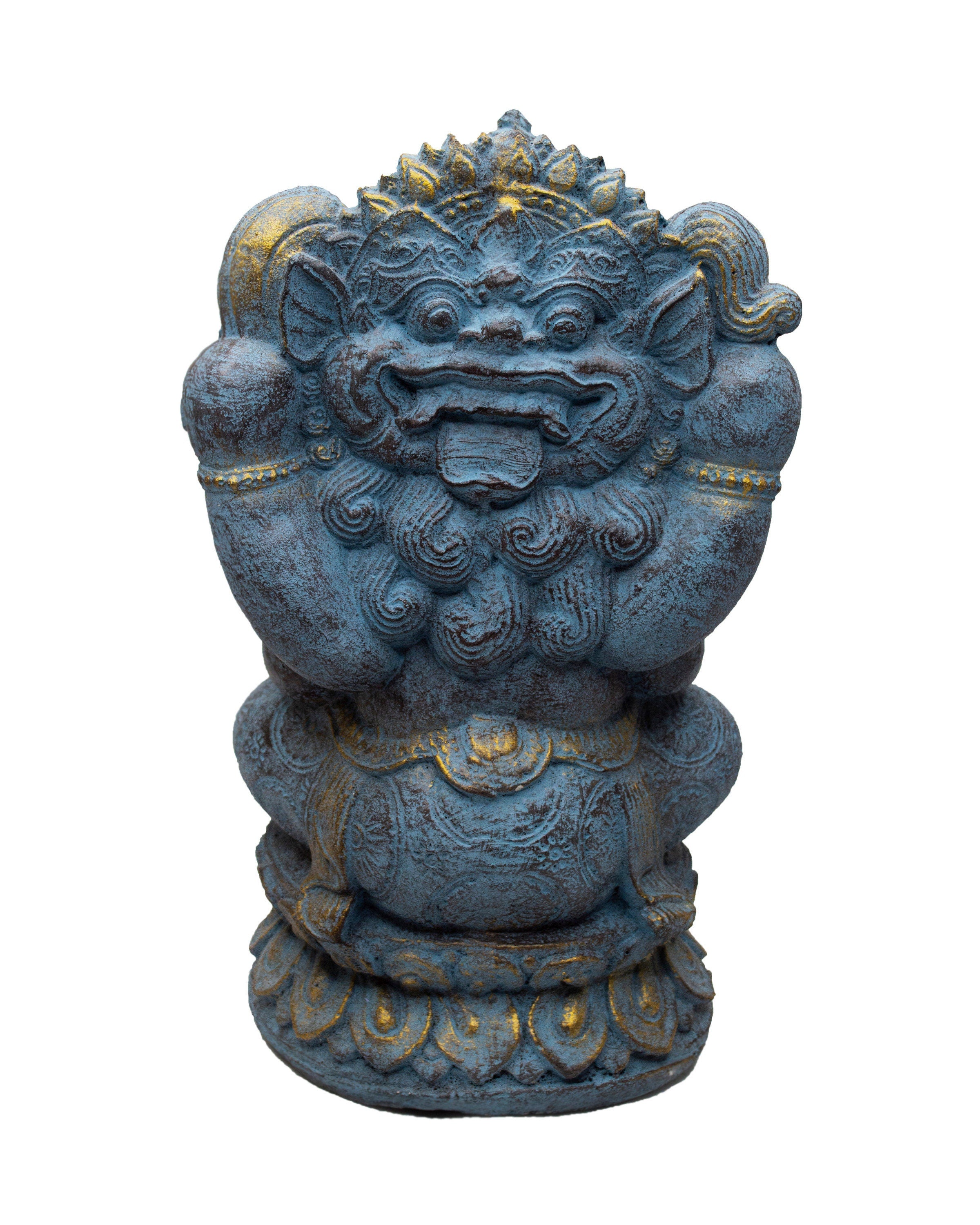 Ganesha Sculpture - Decorative Room Decoration Artwork - Elephant Head Hindu Lucky Charm Statue - Stone Figure Blue - 34 cm