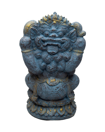 Ganesha Skulptur - Deko Raumdeko Kunstwerk - Elefantenkopf Hindu Glücksbringer Statue - Stein Figur Blau - 34 cm