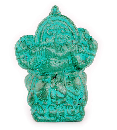 Sculpture de Ganesh - Décoration de pièce - Déité hindoue de la bonne chance - Mélange de pierres Éléphant vert - 12x8,5x6 cm