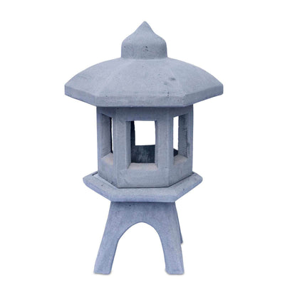 Lanterne de jardin décorative en pierre japonaise résistante aux intempéries, mélange de pierres, lot de 3, gris, 80 x 51 x 51 cm