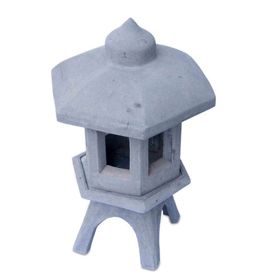 Lanterne de jardin décorative en pierre japonaise résistante aux intempéries, mélange de pierres, lot de 3, gris, 80 x 51 x 51 cm