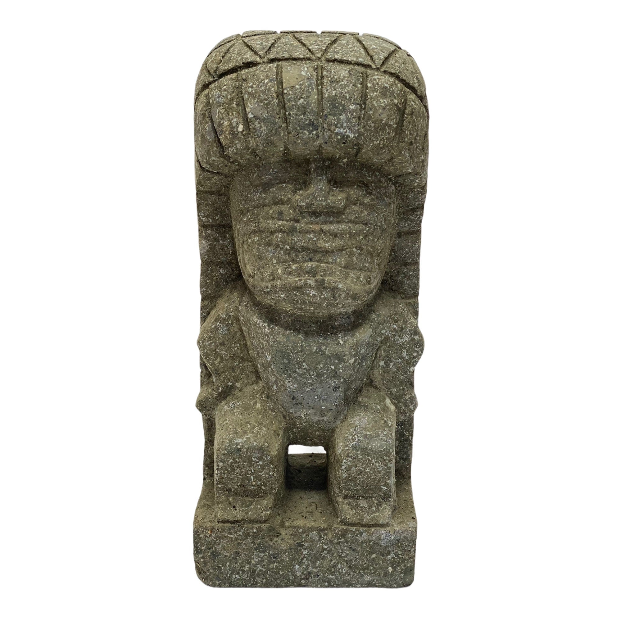 Tiki "Ku" Figure - Garden Indoor Decoration - Hawaii God of War Statue - Limestone - 30x12.5x9 cm